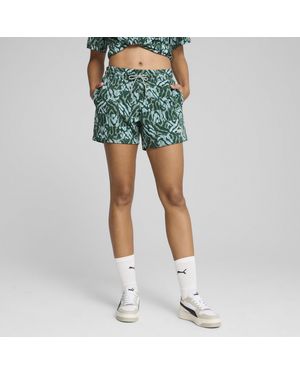 PUMA Shorts Ess Graphic A Vita Media Da 5" Da Donna - Verde