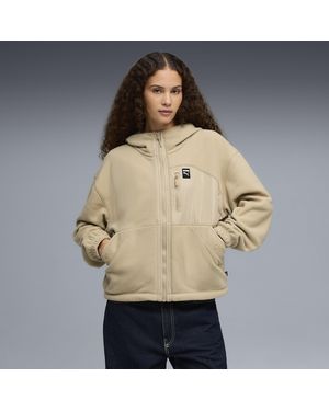 PUMA Polar Fleece Hooded Fleece Jacket - Natural