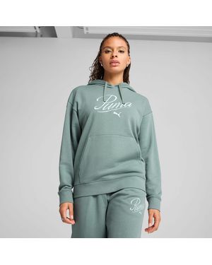 PUMA Ess Script Comfort Hoodie Voor - Groen