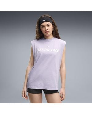 PUMA Run Culture Collective Relaxed Washed Sleeveless Graphic T-Shirt - Purple