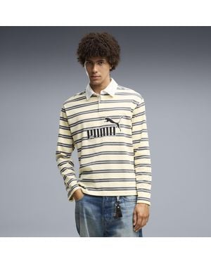 PUMA Polo Da Rugby Essentials Elevated N. 1 Dal Taglio Morbido Da Uomo, Abbigliamento, Giallo - Bianco
