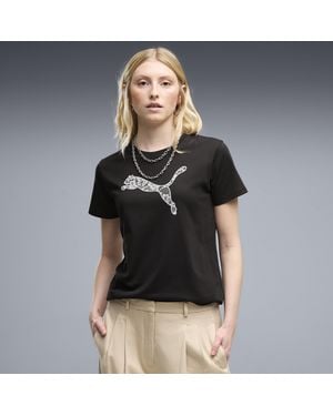 PUMA Graphics Lace Cat T-Shirt Damen, Kleidung - Schwarz