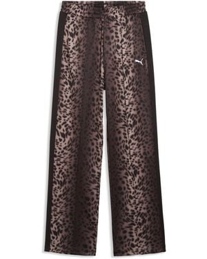 PUMA Leopard Luxe T7 Track Trousers - Brown
