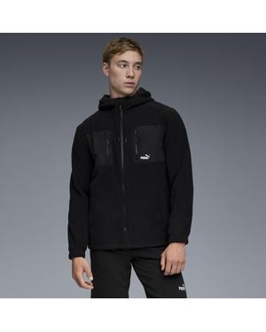 PUMA Polar Fleece Hooded Fleece Jacket - Black