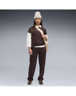 PUMA Pantalones Essentials De Felpa Cómodos Con Lentejuelas Para Mujer, Ropa, Marrón - Negro