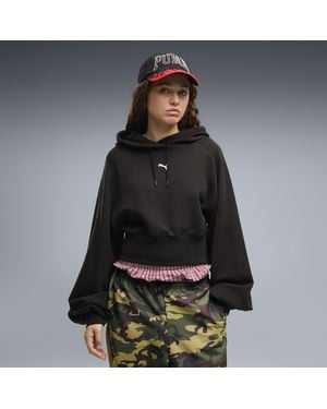 PUMA Essentials Cropped Balloon Sleeve Hoodie - Black
