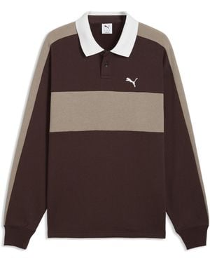 PUMA T7 Relaxed Polo Crew Neck Sweatshirt - Brown