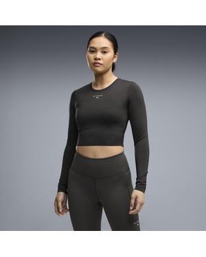 PUMA T-Shirt Cropped A Maniche Lunghe X Hyrox Pwrmode Da Donna, Abbigliamento, Nero - Grigio