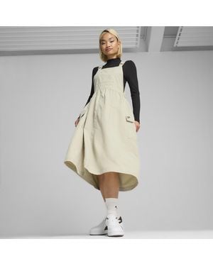 PUMA Downtown Dungaree Dress - White