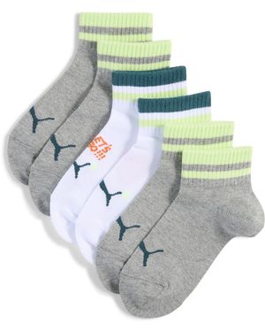 PUMA Calcetines Tobilleros Heritage Para Niños (Paquete De 6) Ropa, Blanco - Gris