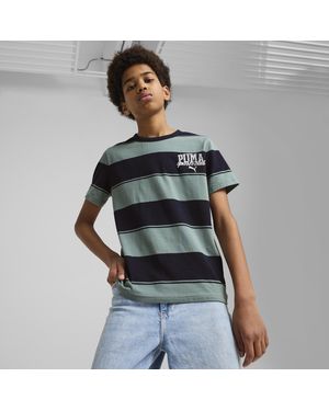 PUMA Class Gestreiftes T-Shirt Teenager, Kleidung, Moon - Grau