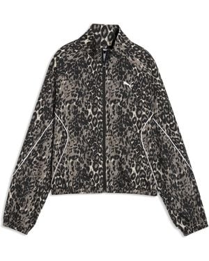 PUMA Sport Relaxed Animal Printed Full-Zip Jacket - Black
