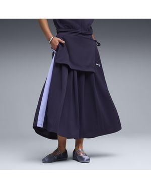 PUMA Falda Plisada T7 Midi Para Mujer, Ropa, Morado - Azul
