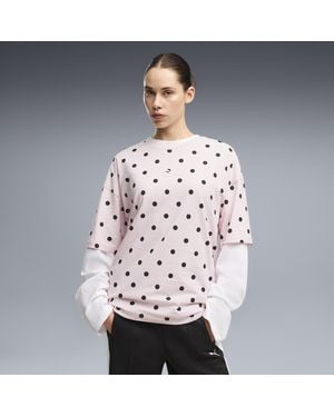 PUMA Oversized Polka-Dot T-Shirt Damen, Kleidung - Pink