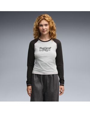 PUMA T-Shirt A Maniche Lunghe X Powerpuff Girls Da Donna, Abbigliamento, Grigio
