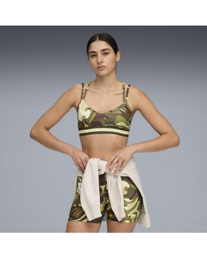 PUMA Floral Ribbon Low-Support Bra - Metallic