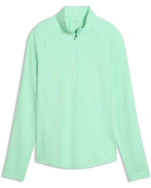 PUMA You-V Solid Quarter-Zip Golf Top - Green