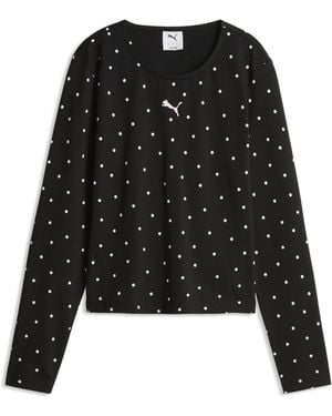 PUMA Long Sleeve Polka-Dot Baby T-Shirt - Black