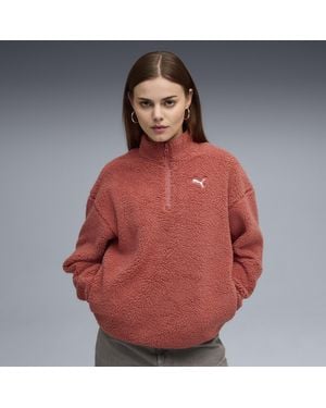 PUMA Essentials Elevated Comfort Sweatshirt Met Halve Ritssluiting En Ronde Hals Voor Maat - Rood