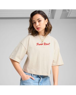 PUMA Premium Ess Oversized T-Shirt Met Print Voor - Grijs