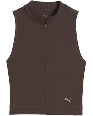 PUMA Cloudspun Ultra Soft Zip Training Tank Top - Brown