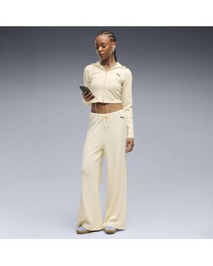 PUMA Essentials Ribbed Wide Leg Pants - Metallic