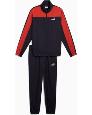 PUMA Woven Colourblock Tracksuit Dark - Red