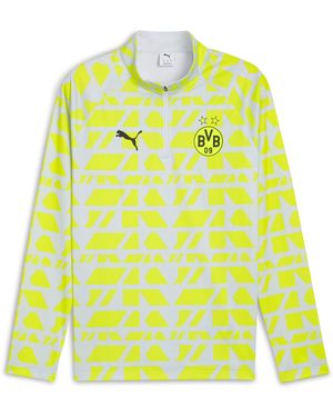 PUMA Camiseta Prepartido Borussia Dortmund Con Cremallera De Un Cuarto Para Hombre, Sport, Mist/Amarillo Alert