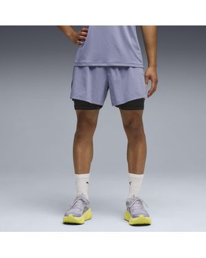 PUMA Dreamrun Drycell 5" Moisture Wicking 2-In-1 Running Shorts - Blue