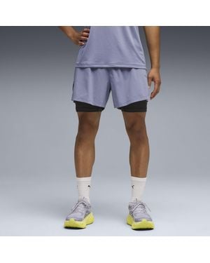 PUMA Dreamrun Drycell 5" Moisture Wicking 2-In-1 Running Shorts - Blue