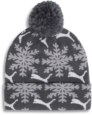 PUMA Fair Isle Winter Pom Pom Snowflake Beanie Hat - Gray