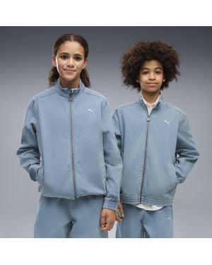 PUMA Chaqueta Con Cremallera Holgada T7 De Sarga Lavada Juvenil, Ropa, Azul
