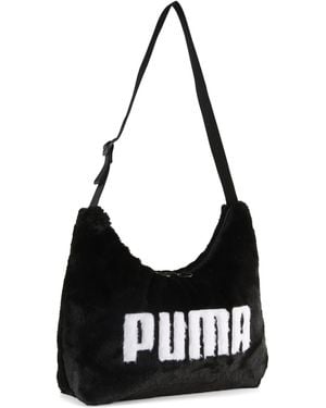 PUMA Up Slouchy Faux Fur Bag - Black