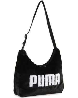 PUMA Up Slouchy Faux Fur Bag - Black