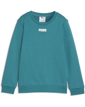 PUMA Sudadera Essentials Logo Crew Para Niños, Accesoiros, Verde - Azul