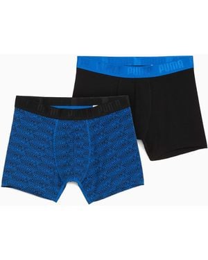 PUMA Bedrukte Boxers, Blauw/Zwart