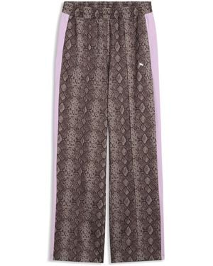PUMA T7 Snake Print Straight Trousers - Brown