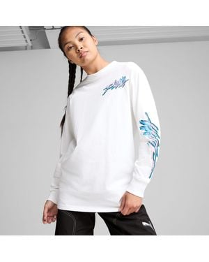 PUMA Cherry On Top Long Sleeve Basketball T-Shirt - White