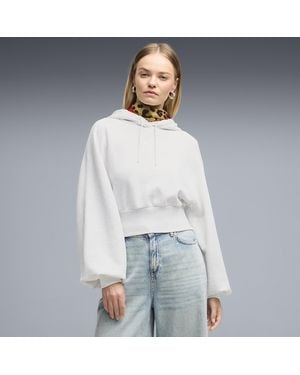 PUMA Essentials Cropped Balloon Sleeve Hoodie - White