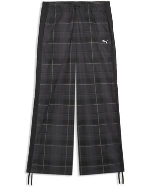 PUMA T7 Relaxed Tartan Trousers - Grey
