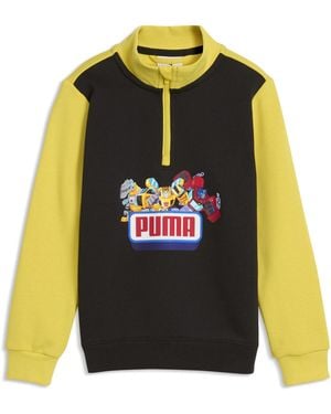 PUMA Sudadera X Transformers Con Estampado Y Cuello Con Cremallera Para Niños, Accesoiros, Negro - Amarillo