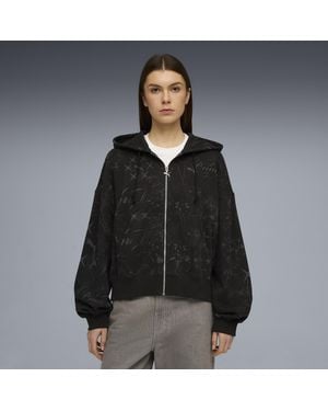 PUMA Street Glam Oversized Kapuzenjacke Damen, Kleidung - Schwarz
