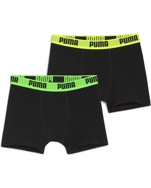 PUMA Bóxers Básicos Para El Día A Día Juveniles (Pack De 2) Ropa, Negro - Verde