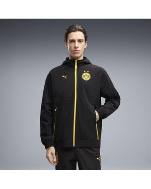 PUMA Borussia Dortmund Tech Geweven Jack Met Volledige Rits Voor Zwart/Geel, Maat