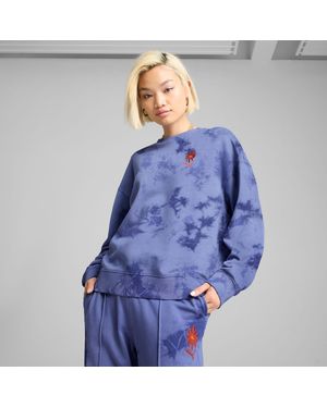 PUMA Garderobe Ess Floral Pack Oversized Verwassen Top Met Ronde Hals Voor - Blauw