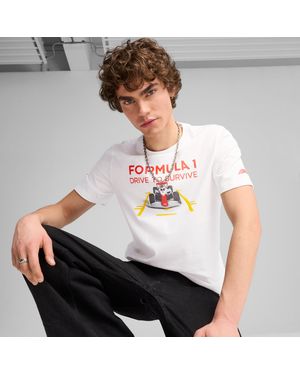PUMA F1 Drive To Survive Race-T-Shirt Met Print Voor - Wit
