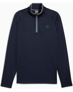 PUMA Waffle Fleece Golf Quarter-Zip Dark - Blue