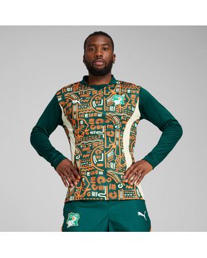 PUMA Ivoorkust 2025 Prematch-Sweater Met Lange Mouwen Voor - Groen