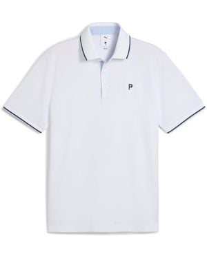 PUMA X Palm Tree Crew Tipped Golf-Polo Herren, Kleidung, Glow/Haute Tropic - Weiß