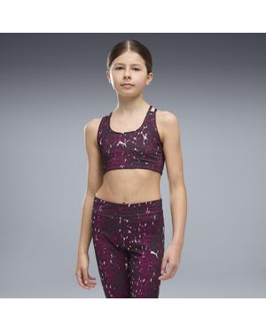 PUMA Sujetador Deportivo Cruzado Train All Day Essentials Estampado Para Jóvenes, Ropa, Rosa - Morado
